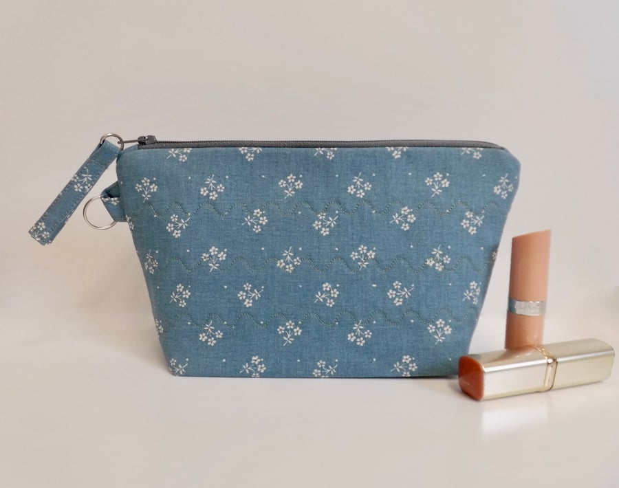 Make up bag in vintage Laura Ashley fabric blue