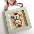 Hand Embroidered Flower Decoration, Wall hanging, textile art, gift for her