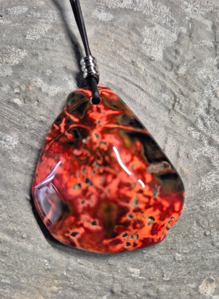 Red and Black Fire Stone pendant