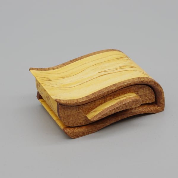 Handmade "mini" wooden trinket, jewel box. Bandsaw Box.