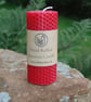 Hand Rolled Red Beeswax Pillar Candle 11cm-4.3 inches - Natural Beeswax