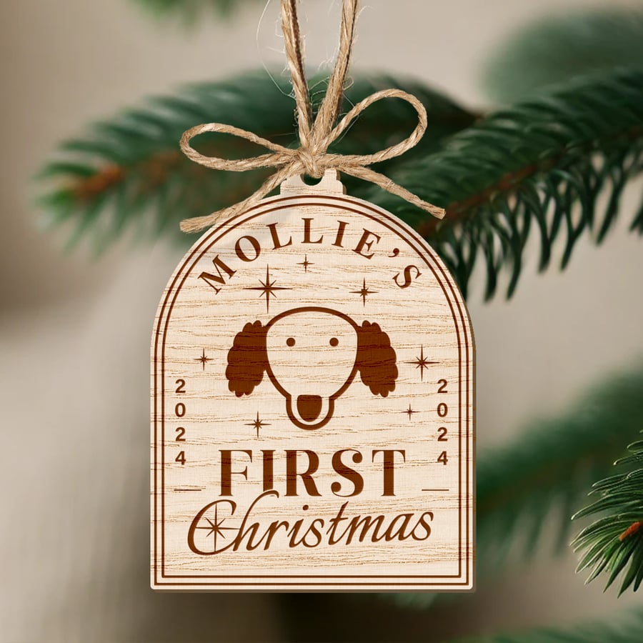 First Christmas - Dog Icon Ornament: Personalised Dog's 1st Christmas Bauble