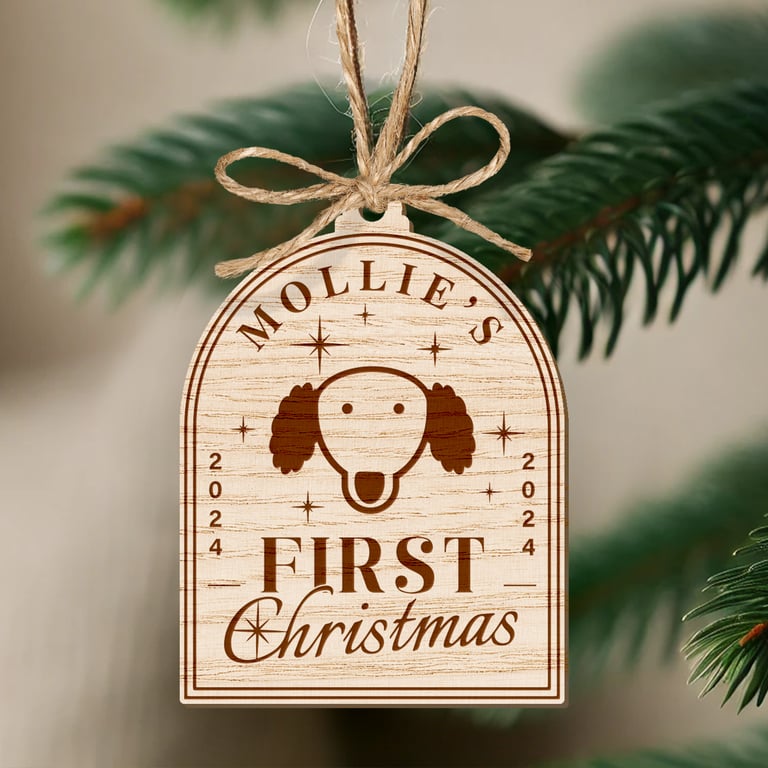 First Christmas - Dog Icon Ornament: Personalised Dog's 1st Christmas Bauble