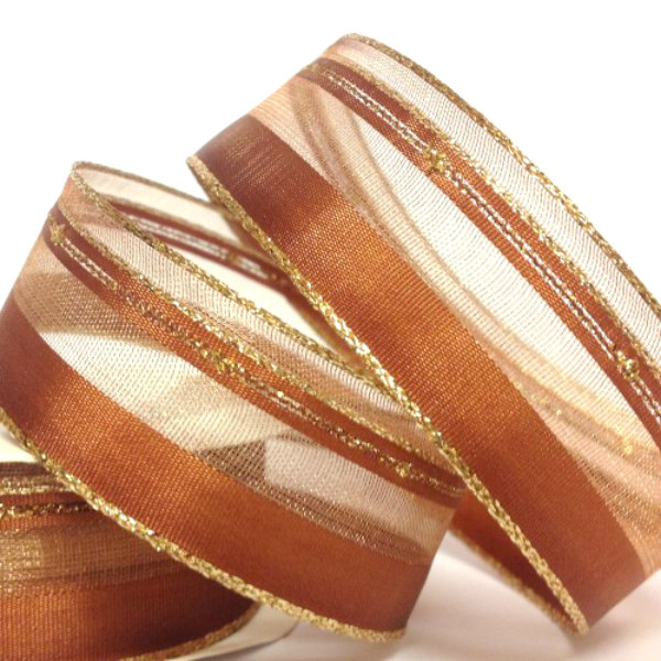 25mm Christmas Bronze Sparkle Ribbon 