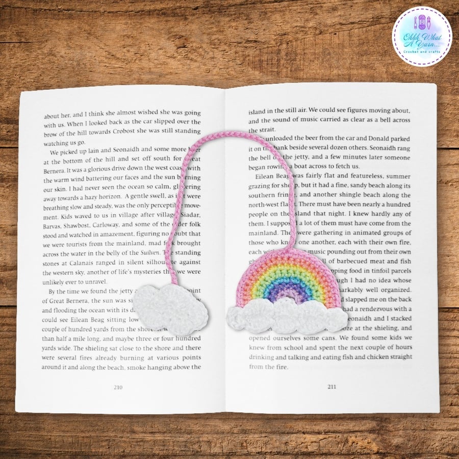 Crochet pastel rainbow bookmark, rainbow bookmark, page keeper, page finder.