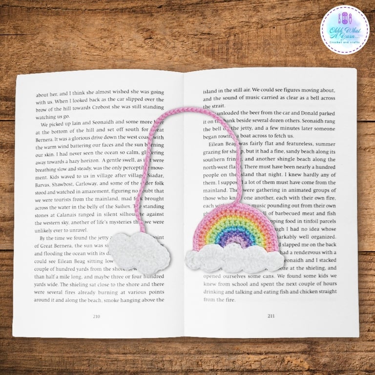Crochet pastel rainbow bookmark, rainbow bookmark, page keeper, page finder.