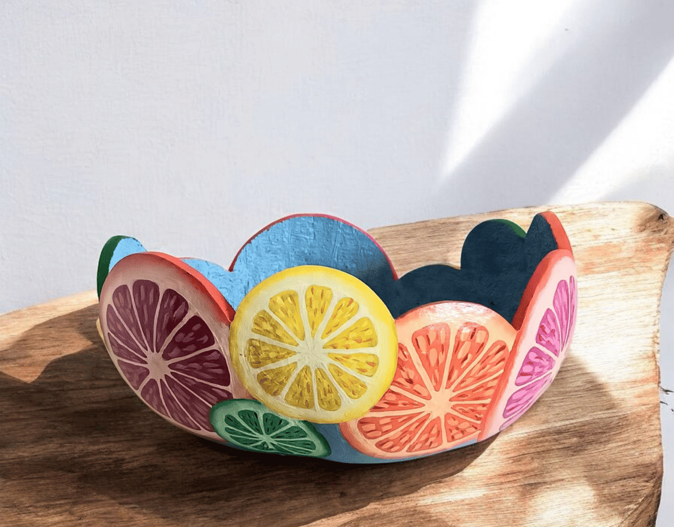 Decorative Stylised Citrus Slice Gourd Bowl