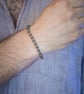 Bracelet polished hematite and sterling silver stretch handmade - Image 2