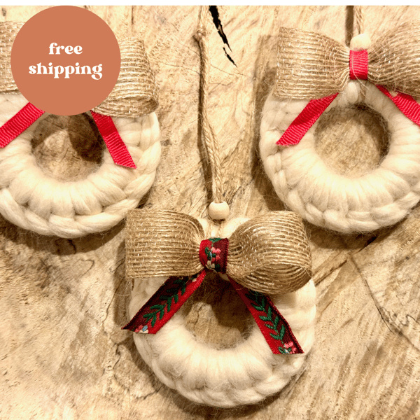 3 x Crochet Christmas Tree Decorations - Free Shipping