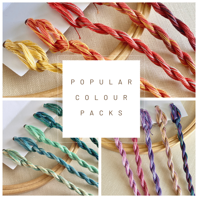 Variegated Embroidery Thread. Fine Perle 16 colour packs