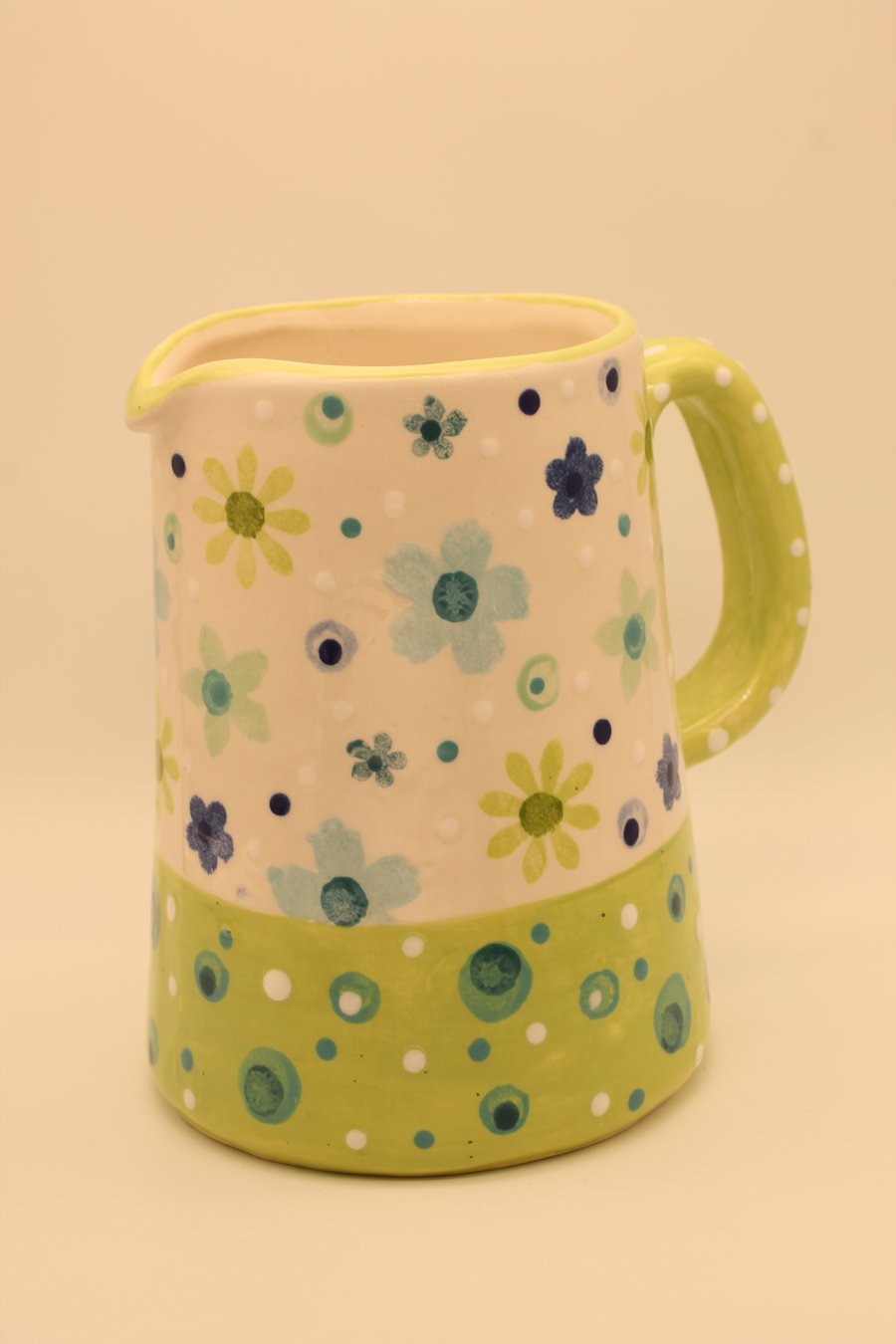 Lime Green Floral Dotty Jug