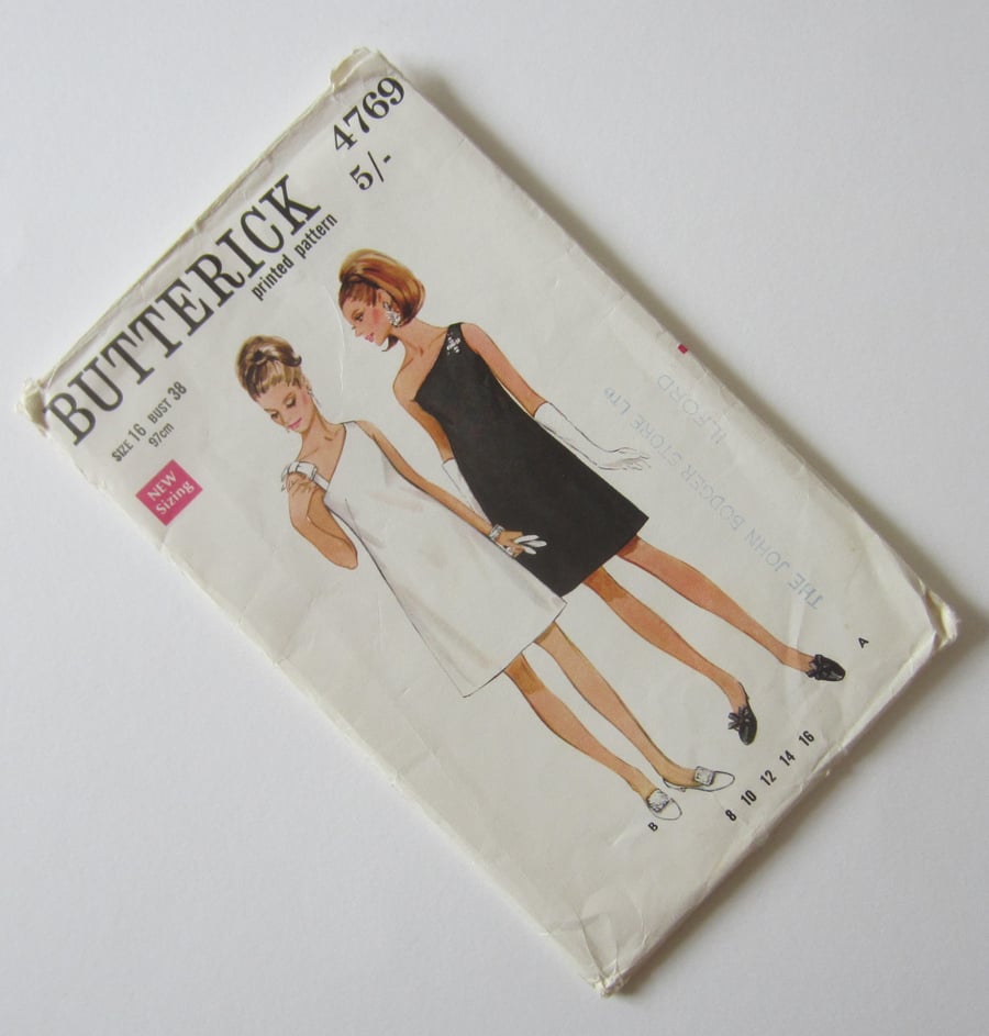 Vintage 1960 s Sewing Dress Pattern. Butterick Size 16 