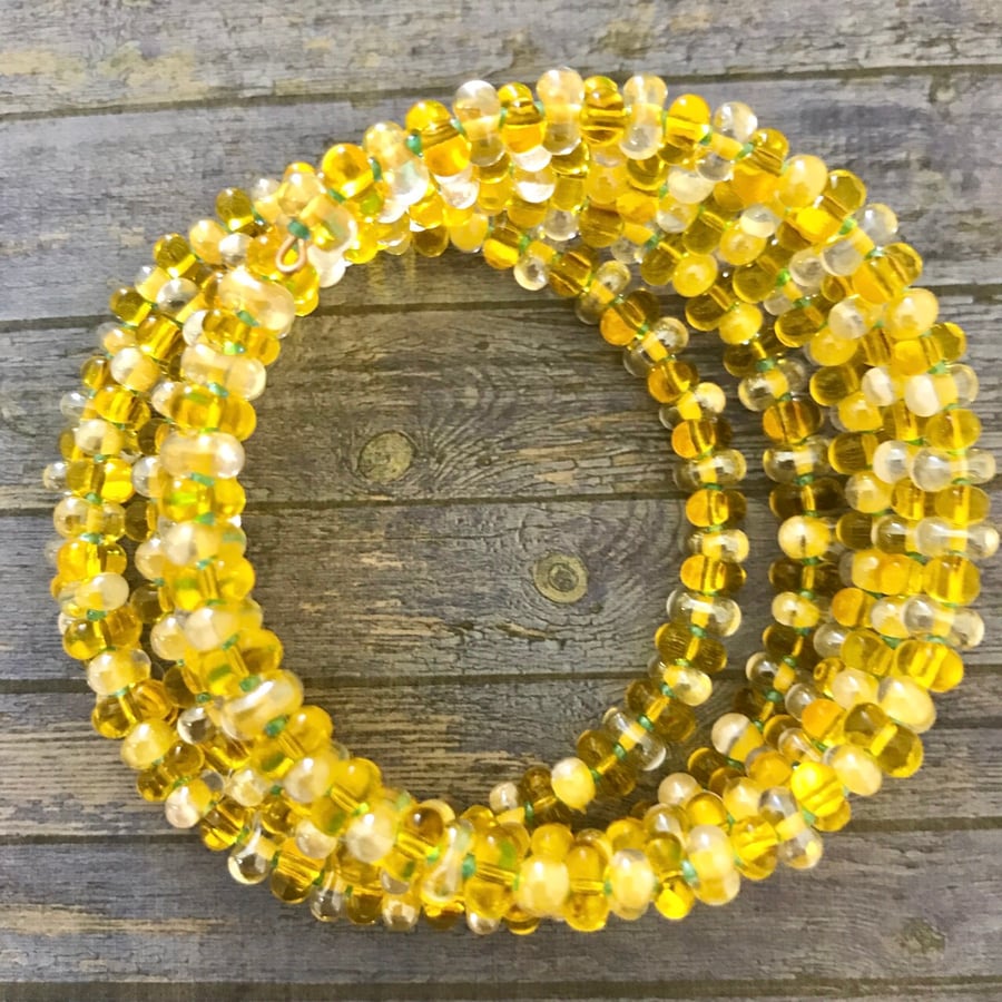 Statement Beaded Memory Wire Bracelet 