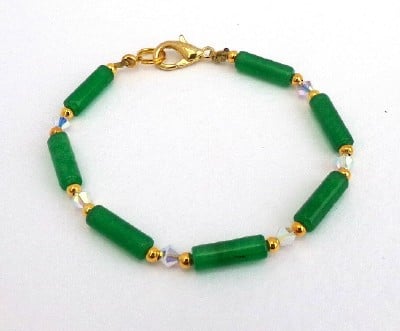 Green Gemstone and Crystal Bracelet