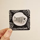 Fish Skeleton Lino Printed Pin Badge