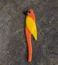 Orange and Yellow Pot Parrot in Fused Glass - 3200-08 - Image 2