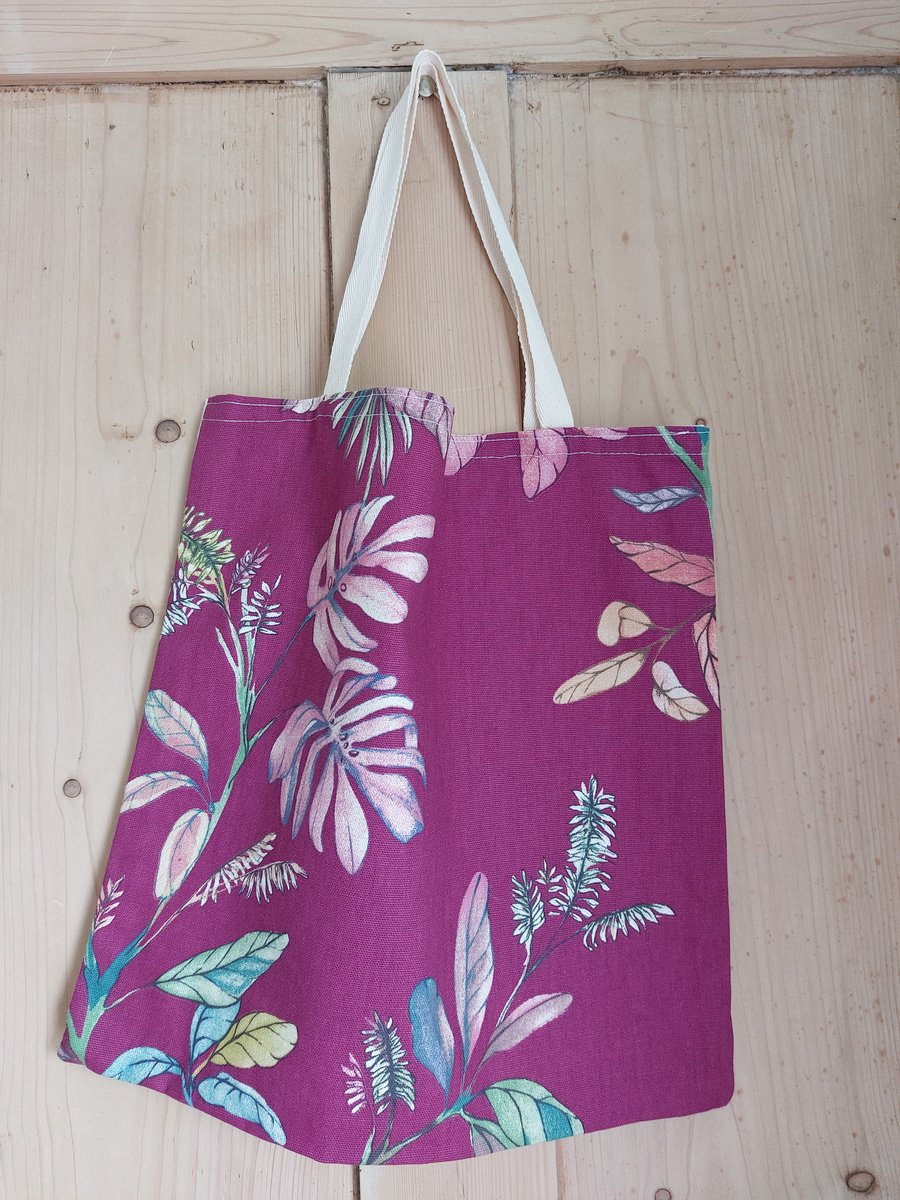 Small Bag Floral Purple Green Cotton Double Sided 
