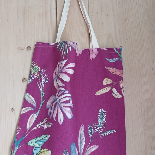 Small Bag Floral Purple Green Cotton Double Sided 