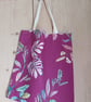 Small Bag Floral Purple Green Cotton Double Sided 