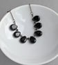 Black Fan Statement Necklace - Jet Black Glass Teardrop Necklaces for Women - Image 5