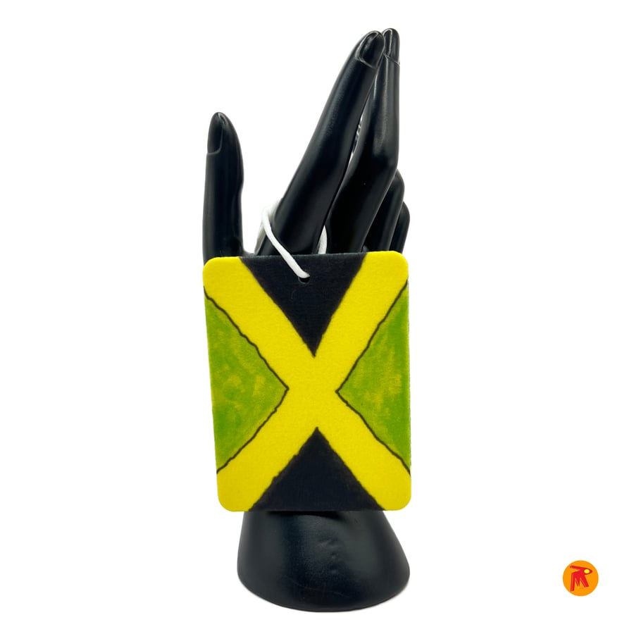 Jamaica abstract Art V03 down hanging Car Air freshener (Double Sided Print)