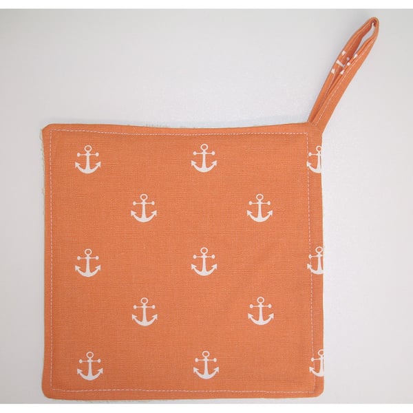 Pot Holder Potholder Kitchen Grab Mat Pad Orange Anchor