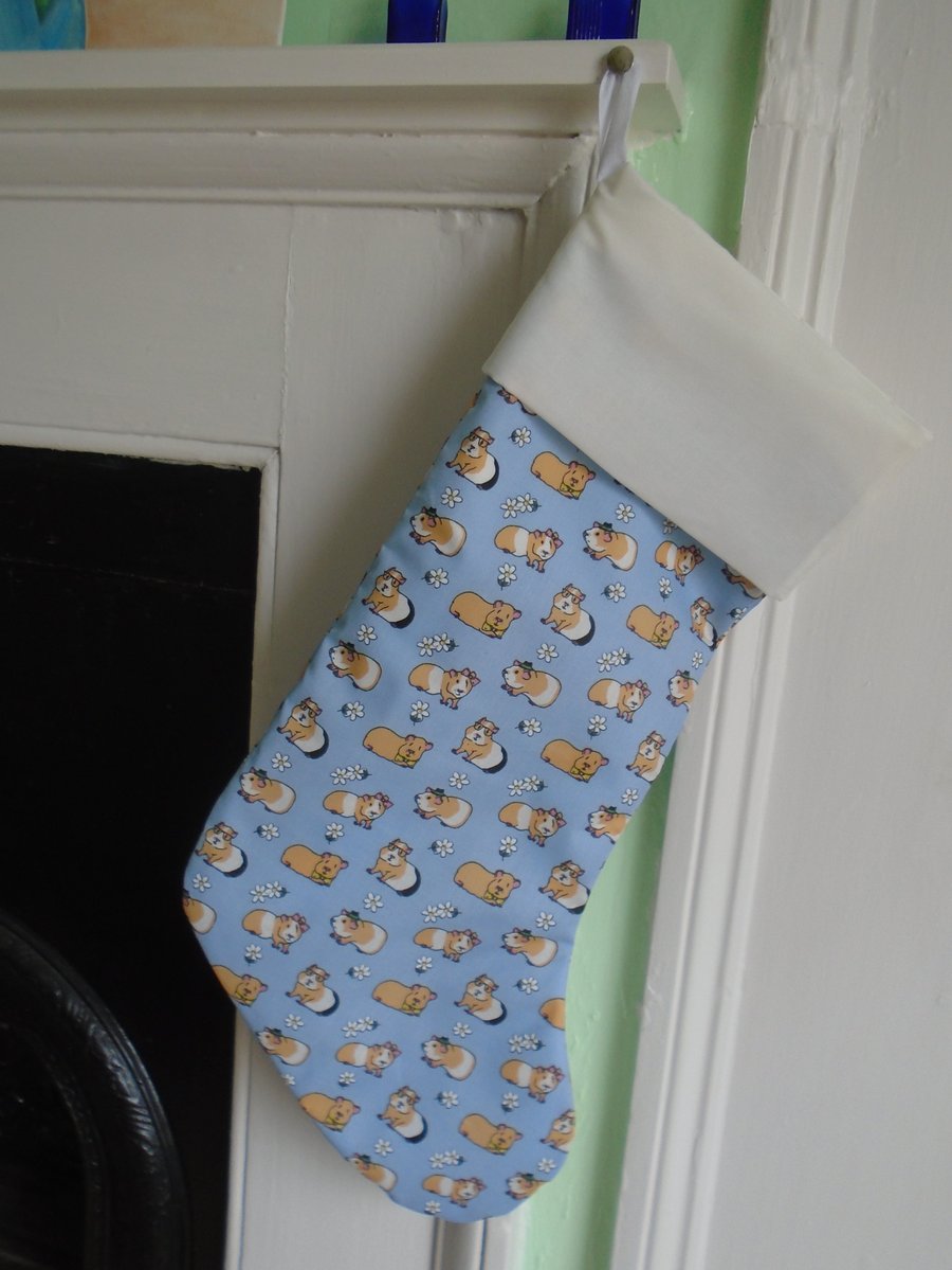 Light Blue Guinea Pigs Christmas Stocking 