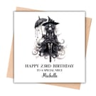 Gothic Girl with Umbrella Happy Birthday Card