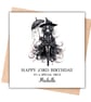 Gothic Girl with Umbrella Happy Birthday Card