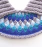 Knitted Collar, Cowl, Neckwarmer, Handspun Merino Wool, Grey, Blue,Turquoise - Image 7