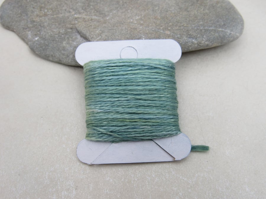 15m Natural Dye Indigo Weld Pale Green Pure Silk Embroidery Thread