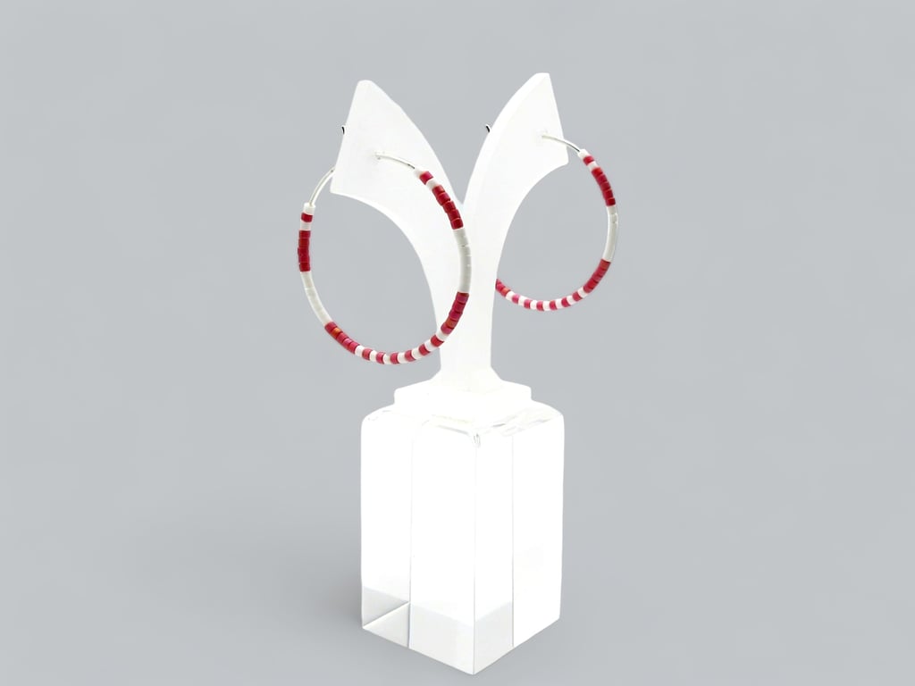Red & White Ombre Hoops Fashion Earrings - Design Your Own