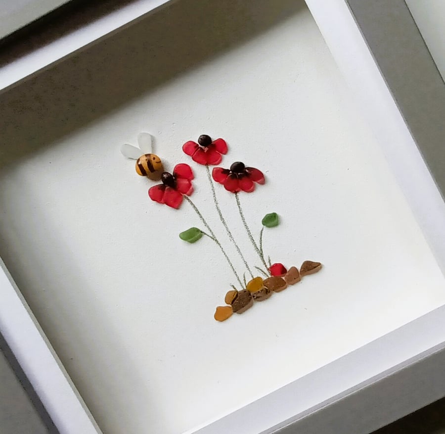 Sea Glass Poppies, Floral Wall Decor, Gifts for Her