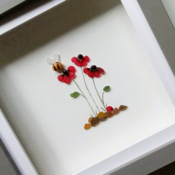 Sea Glass Poppies, Floral Wall Decor, Gifts for Her