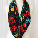 Bold Black & Floral Infinity Scarf 