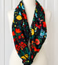 Bold Black & Floral Infinity Scarf 