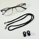 Black Cotton Cord, Eyeglasses Chain and Earplugs Strap