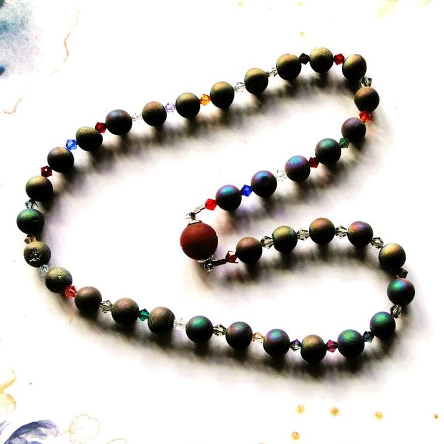 Summer Seconds - Rainbow Druzy Agate Necklace, bracelet and earrings
