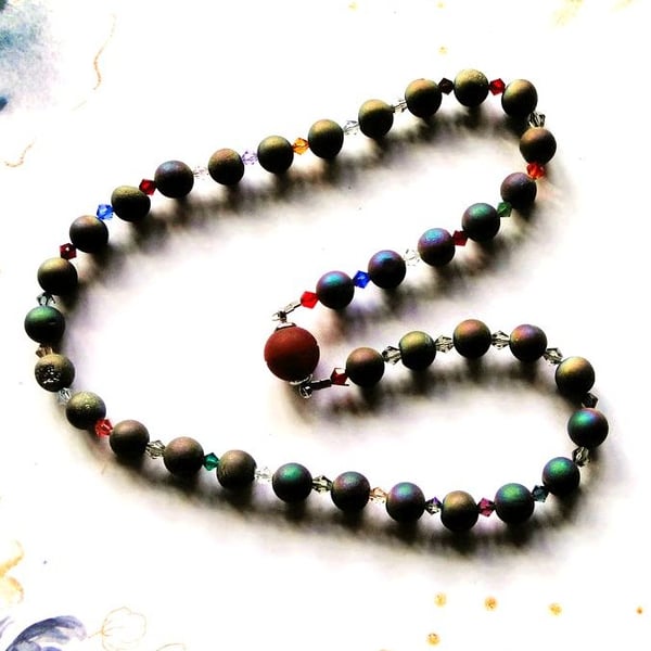Summer Seconds - Rainbow Druzy Agate Necklace, bracelet and earrings