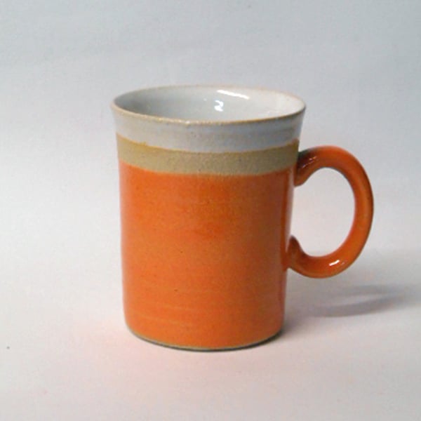 Mug Wheel thrown bright Orange Ceramic.