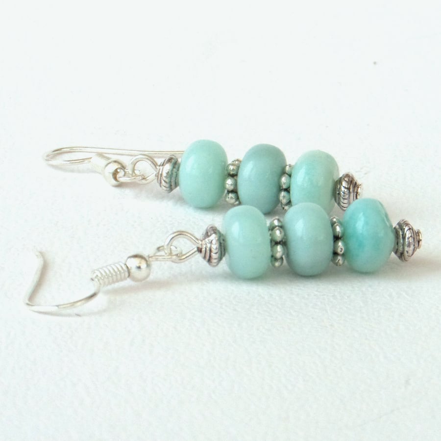 Dangly amazonite gemstone earrings