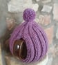 Small Tea Cosy for 2 Cup Tea Pot, Purple, Hand Knitted - Image 3