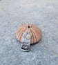Silver beach, sea coast pendant, with brass sun and seagulls