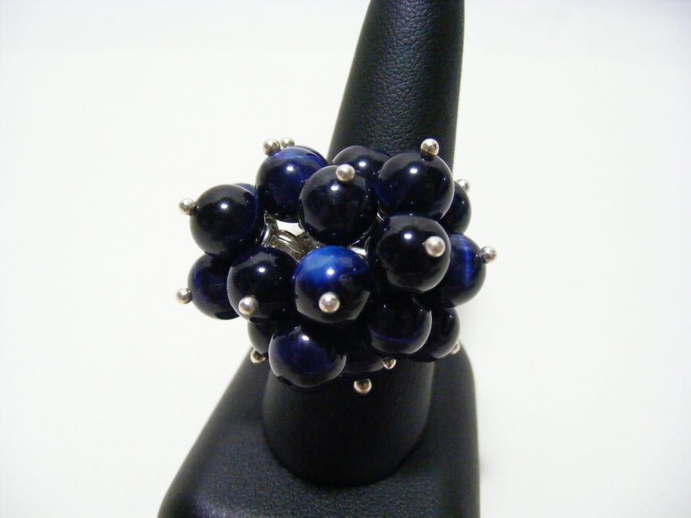 Blue Tigers Eye Adjustable Gemstone Ring