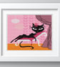 088 - Cross Stitch Haute Couture Kitty - French Style Mid Century Cat Pattern - Image 3