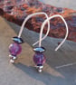 February birthstone, amethyst silver drop earrings