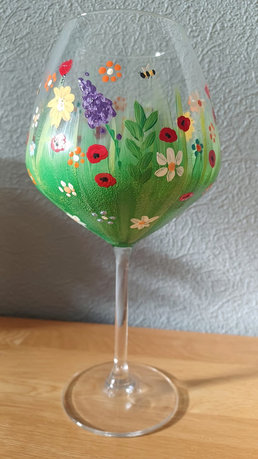 Hand Painted Floral Gin Glass