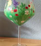 Hand Painted Floral Gin Glass