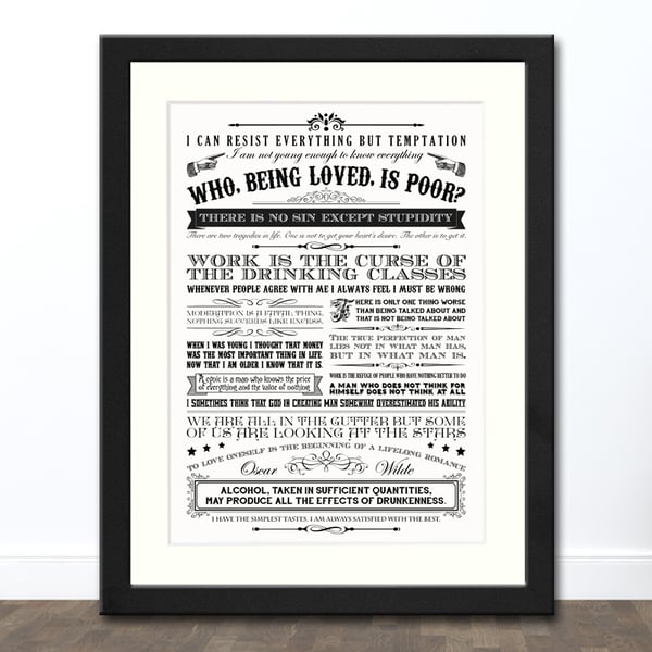 Oscar Wilde Quotes A3 Typographic Art Print