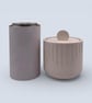 White Round Jewellery Box with Lid Modern Geometric Trinket Pot - Image 2